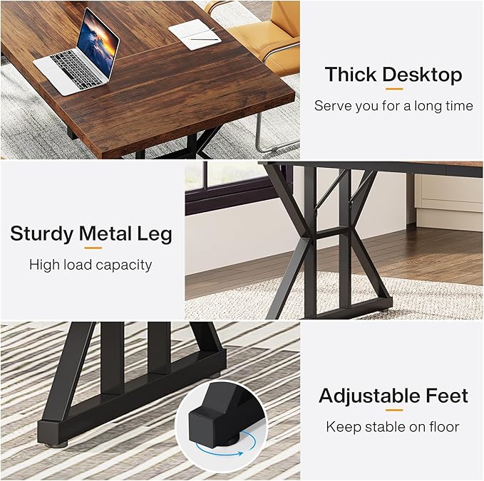 Tribesigns 70.8-Inch Executive Desk, Large Computer Office Desk Workstation - Image 6