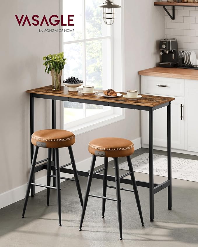 VASAGLE Bar Table, Narrow Long Kitchen Dining Table, Sturdy Metal Frame - Image 2