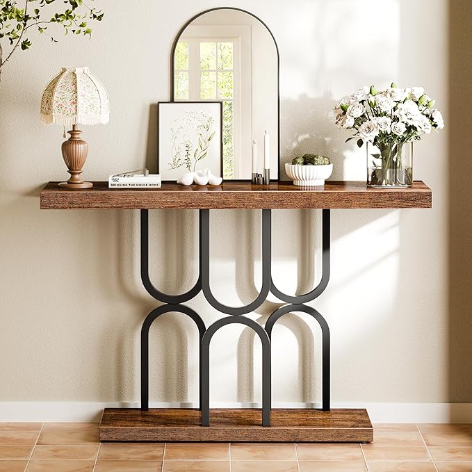 Huuger 47.2 Inch Entryway Table, Industrial Console Sofa Table, Narrow Accent by Huuger