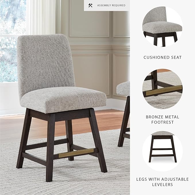 Signature Design by Ashley Burkhaus Urban Counter Height Upholstered Swivel Bar - Image 4