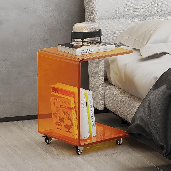 Modern C-Shaped End Table, Small Side Table, Acrylic Nightstand - Image 3
