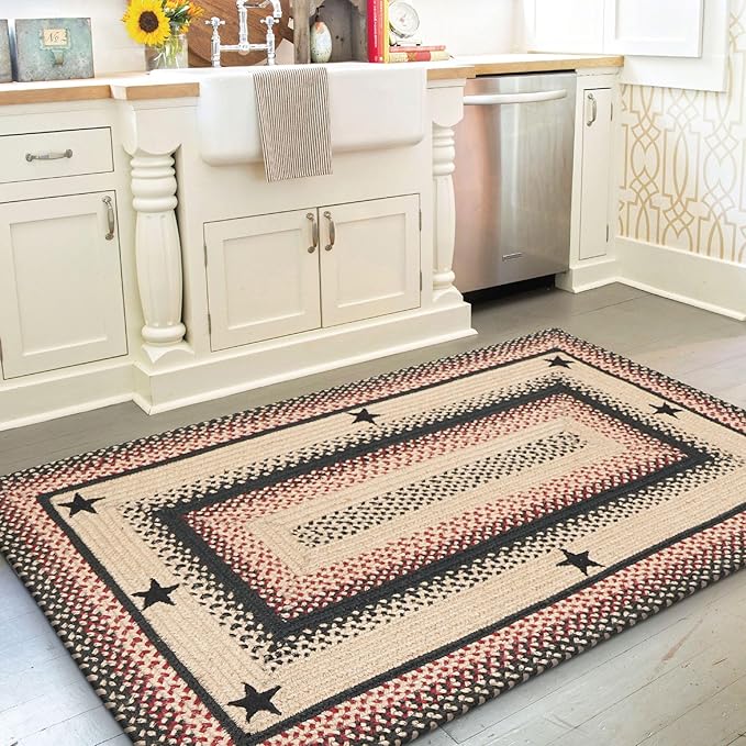 Homespice Primitive Star Gloucester Premium Jute Braided Hall Runner 22 x 72 by Homespice
