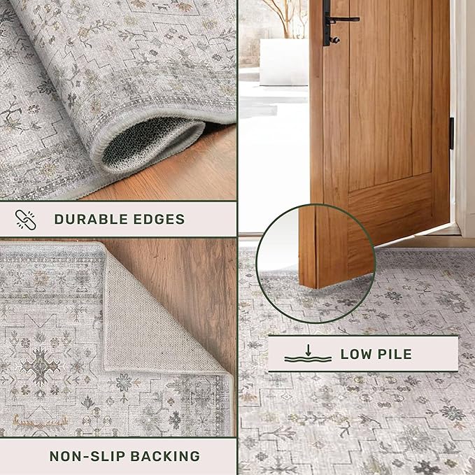Boho Light Grey Living Room Rug 6x8 - Image 5