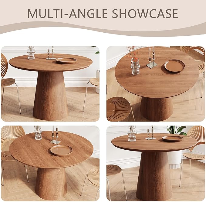 Round Dining Room Table for 4, for Kitchen, Living Room, Small Spaces, - Image 5