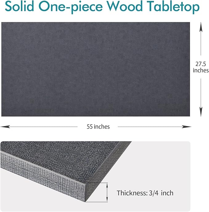 Kaboon Universal Tabletop 55"x27.5", Solid One-Piece Melamine Table Top - Image 3