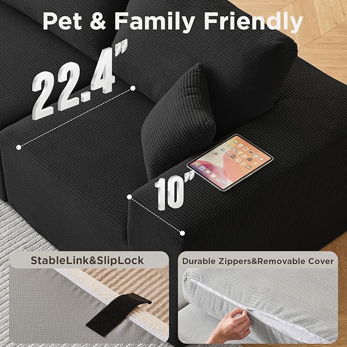 INGEROOM 108" Cloud Sectional Couch, Modular Sectional Sofa - Image 3