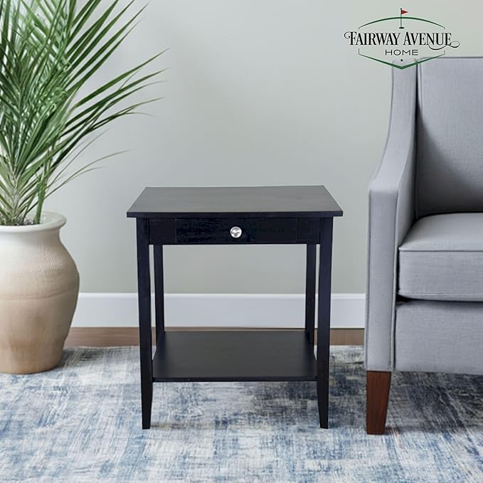 2-Tier Solid Acacia End Table w/Drawer - Image 4