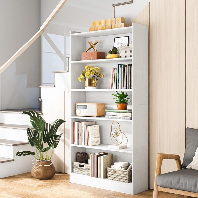 Tribesigns 72-inch Tall Bookcase, Modern 6-Tier White Library Bookshelf - Image 4