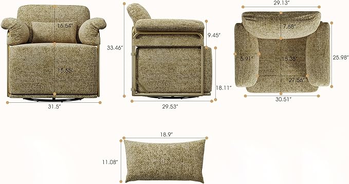 KEIKI Modern Comfy Swivel Accent Reading Chair - Image 2