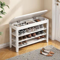 Shoe Rack Bench Seat Rubberwood 3-Tier Wooden Storage Bench 550lbs Compact by IUNVR