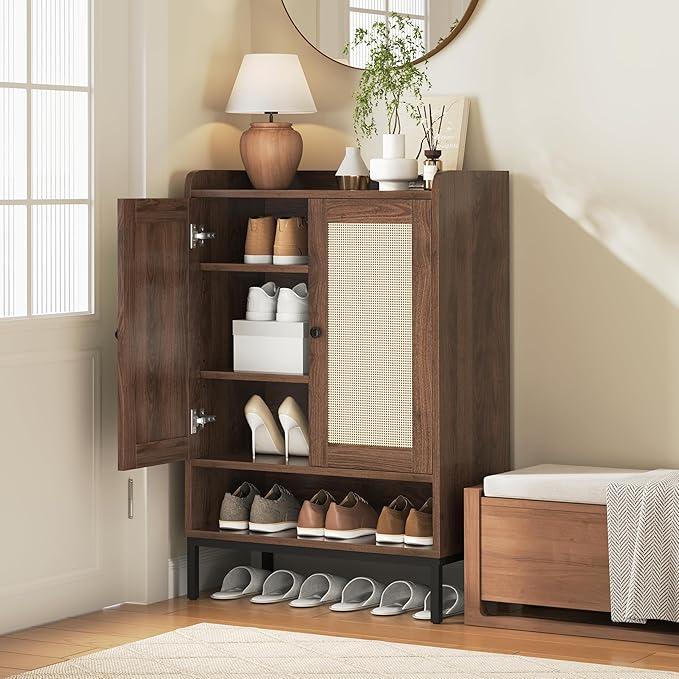 Rattan Shoe Cabinet Storage for Entryway, Shoe Cabinet by JASIWAY
