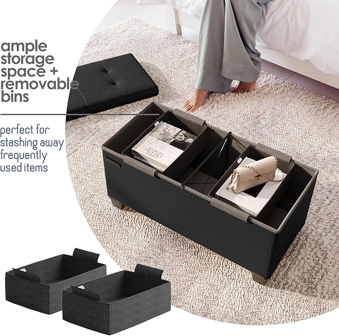 STORAGEBUD Storage Ottoman Bench - Image 3