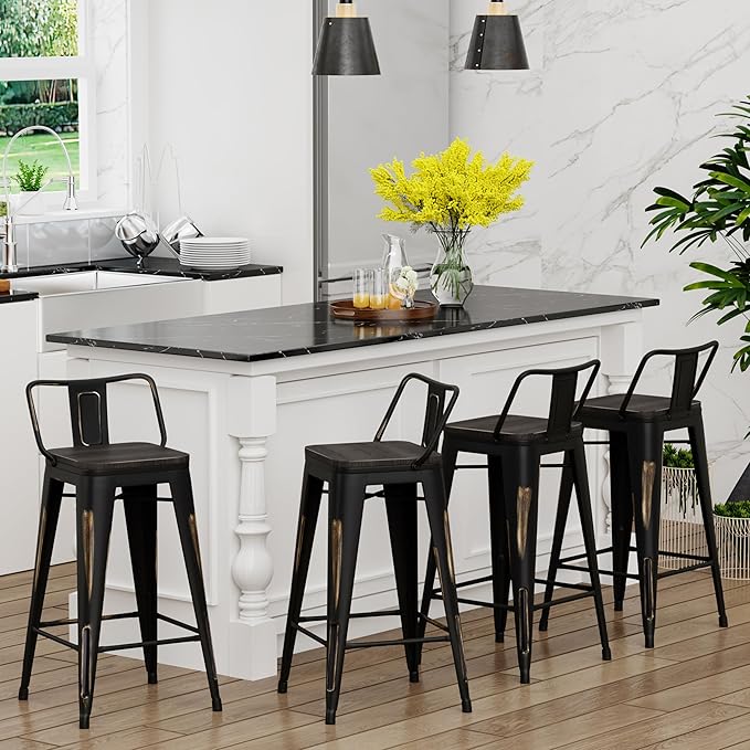 Yongchuang 24" Industrial Metal Barstools Set of 4 Counter Height Bar Stools - Image 2