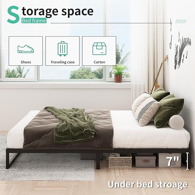 9 Inch King Bed Frame Sturdy Mattress Foundation, Heavy Duty Metal Platform - Image 3