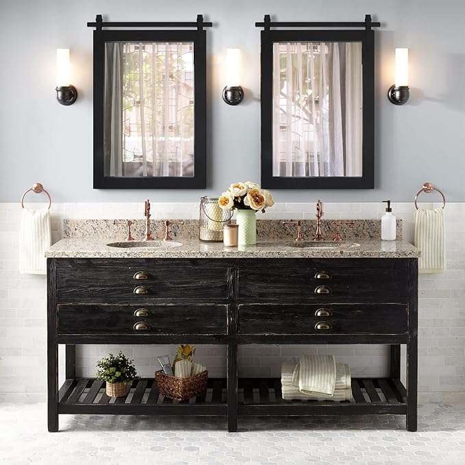Black Farmhouse Mirror for Wall, 18x26INCH Wood Framed Square Bathroom Mirrors - Image 8