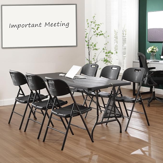 VECELO 4 Pack Folding Chairs, Indoor/Outdoor Use Plastic Seat - Image 2