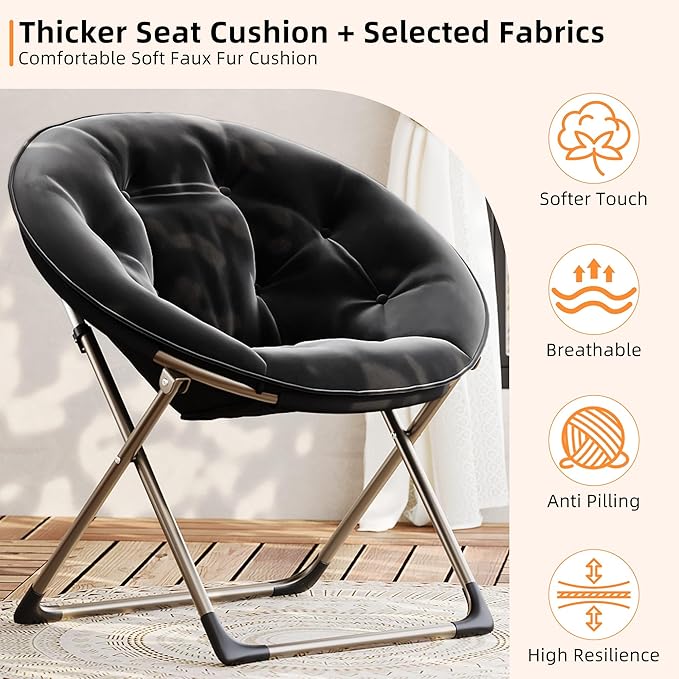 Comfy Saucer Chairs, Cozy Faux Fur Living Room Chair - Image 9