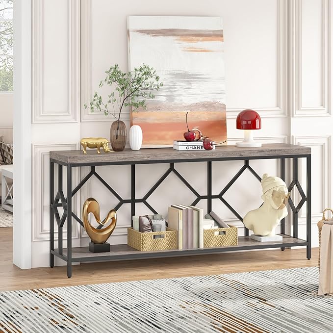 Tribesigns 71 Inch Extra Long Sofa Table, Narrow Long Sofa Console Tables - Image 7