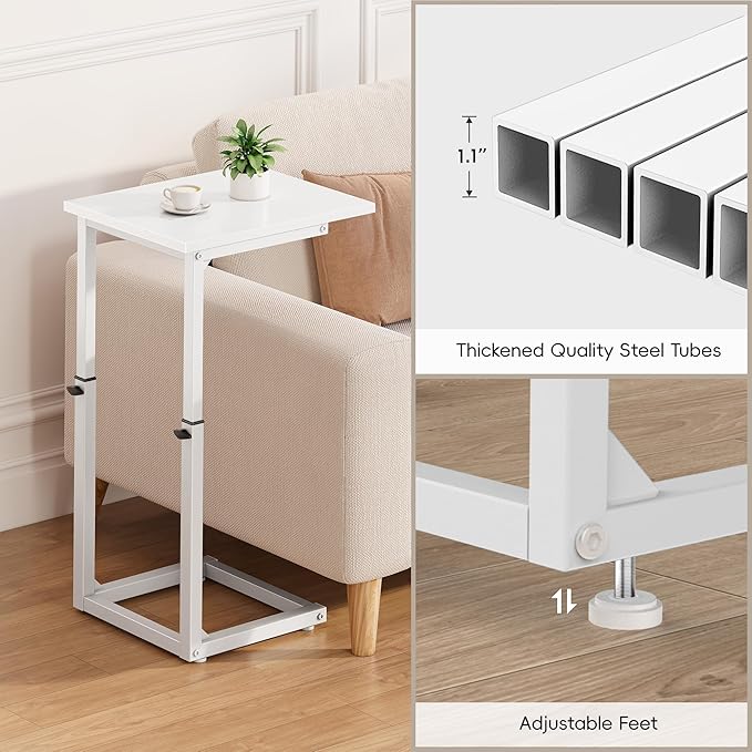Vagusicc C Shaped End Table, Sofa Table That Slide Under, C Table End Table TV - Image 8