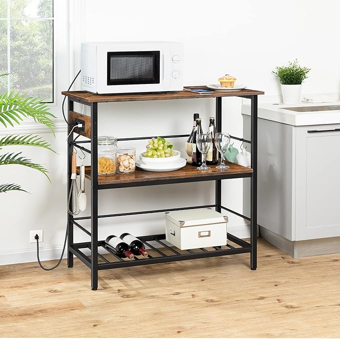 HOOBRO Kitchen Island with Storage, Kitchen Island Table with Power Outlet - Image 2