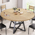 51'' Round Dining Table for 6, Kitchen Dining Room Circle Dinner Pedestal Table by JOCOEVOL