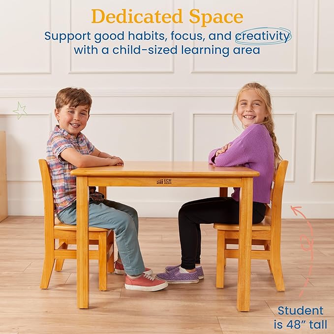 ECR4Kids 30in x 30in Square Hardwood Table and Chair Set, 12in Seat Height - Image 4