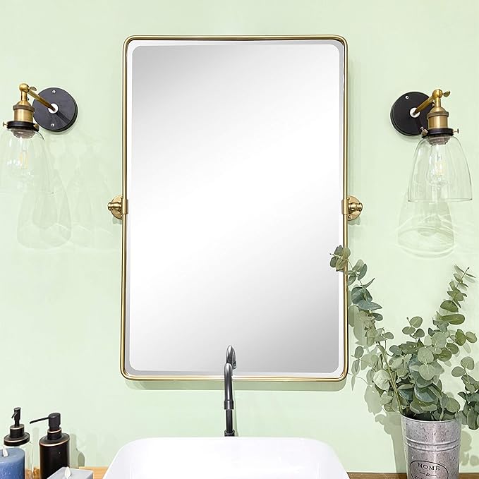 TEHOME 27 x 35'' Gold Pivot Mirror Brushed Champagne Gold Tilt Rectangle - Image 5