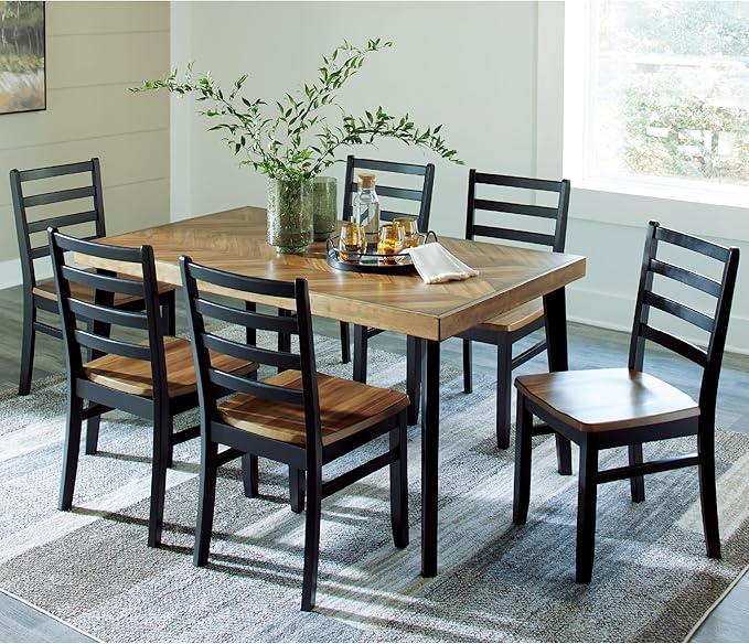 Signature Design by Ashley Blondon Rustic Chevron Dining Table and 6 Chairs - Image 2