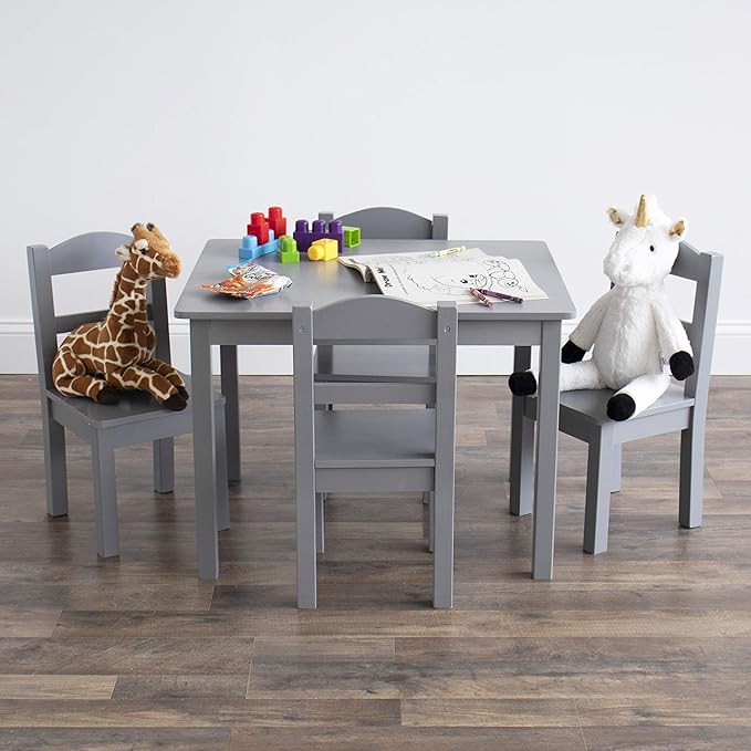 Humble Crew Kids Wooden Table and 4 Chairs Set, and Snack Time - Image 6