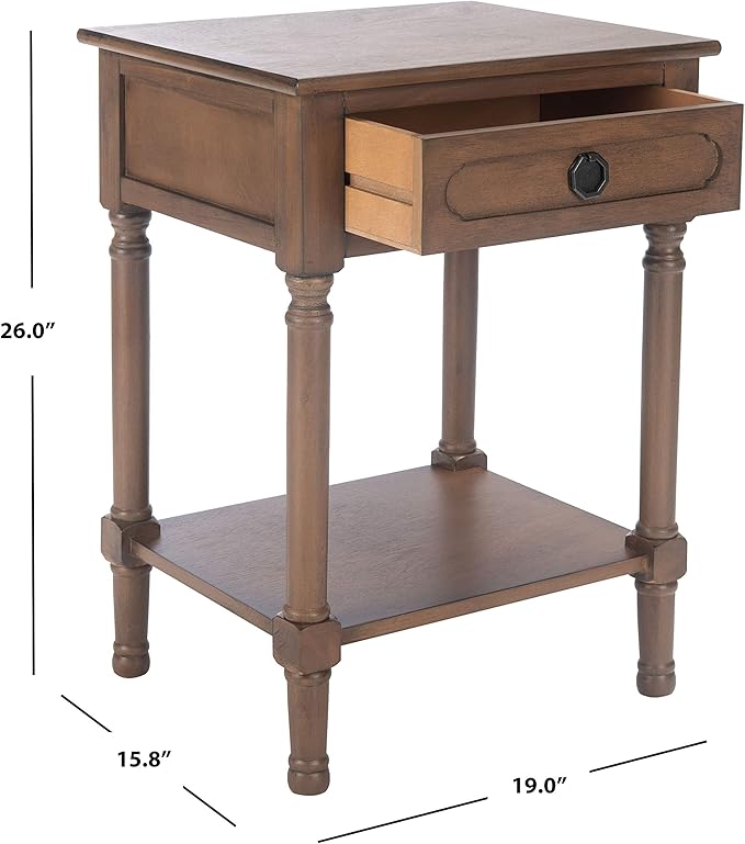 SAFAVIEH Home Collection Allura Brown 1-Drawer Bottom Shelf Accent Table - Image 3