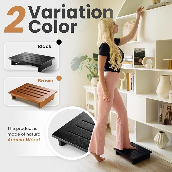 Holana 3.5" Wooden Step Stool for Adults- 200 Lbs One Step Stools for High Bed - Image 3