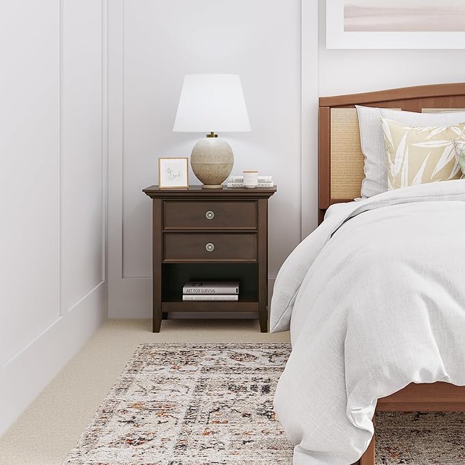 SIMPLIHOME Amherst Solid Wood 24 Inch Wide Traditional Bedside Nightstand Table - Image 2
