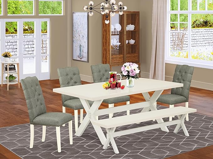 East West Furniture X027EL207-6 6 Piece Dining Set Contains a Rectangle Dining - Image 2