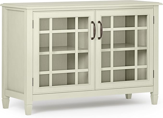 SIMPLIHOME Connaught Solid Wood 46 Inch Wide Traditional Low Storage Cabinet in by SimpliHome