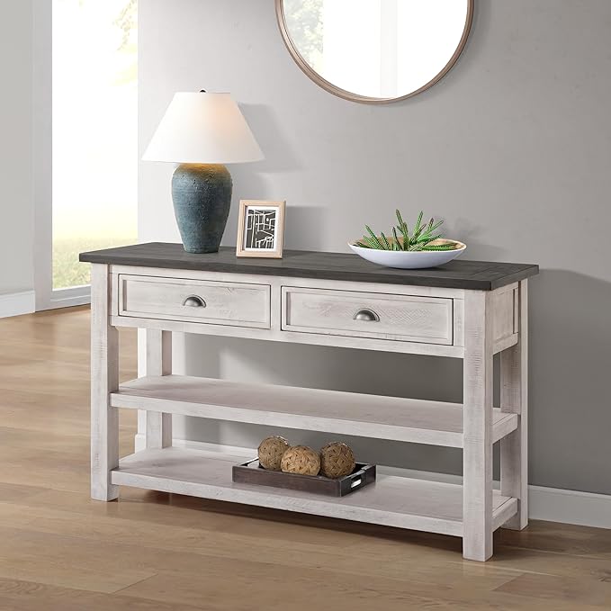 Martin Svensson Home Monterey Solid Wood Sofa Console Table White - Image 2