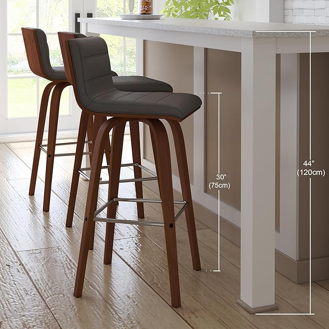 Vienna 30" Swivel Bar Stool in Walnut Wood Finish - Image 13