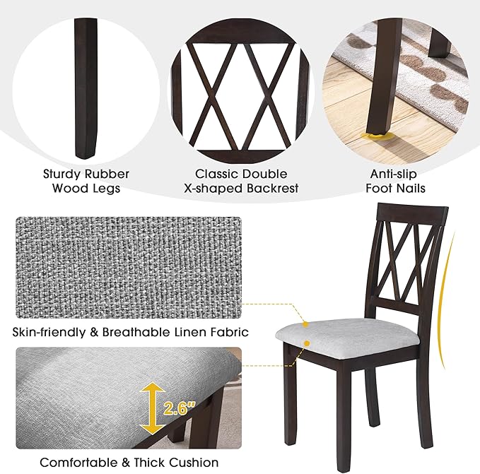 Merax Farmhouse Wooden Dining Set of 3, 45.6 inch Extendable Kitchen Table - Image 3
