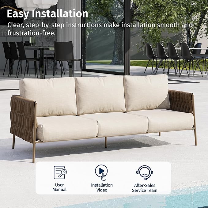 EAST OAK Life Chatter Outdoor Patio Furniture | Outdoor Sofa 3 Seats - Image 8