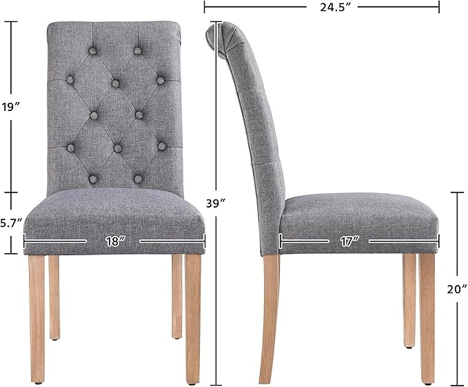 Yaheetech Dining Chairs Set of 2 Fabric Upholstered Dining Room Chairs - Image 3