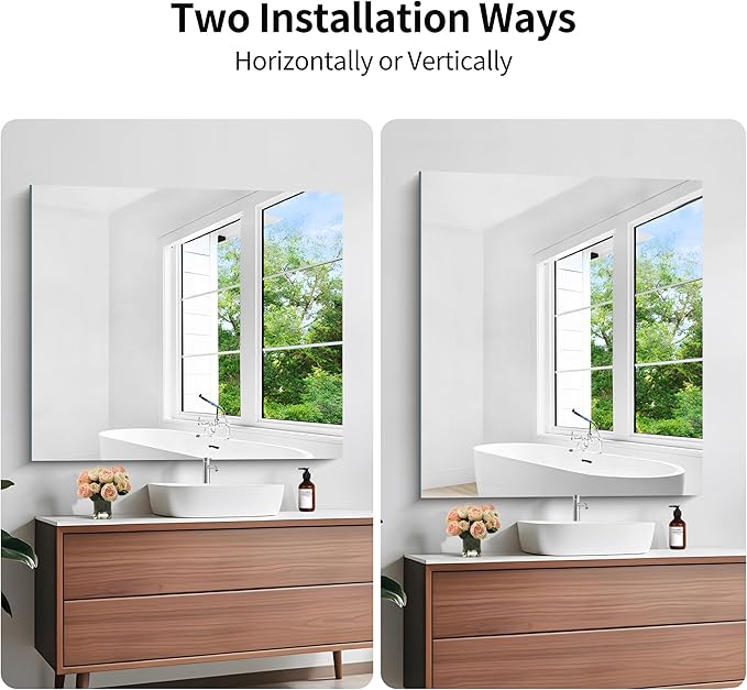 KOCUUY Large Frameless Mirror, 36x40 Inch Rectangle Bathroom Vanity Mirror - Image 7