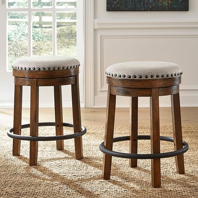 Signature Design by Ashley Valebeck 24" Counter Height Upholstered Swivel Stool - Image 2