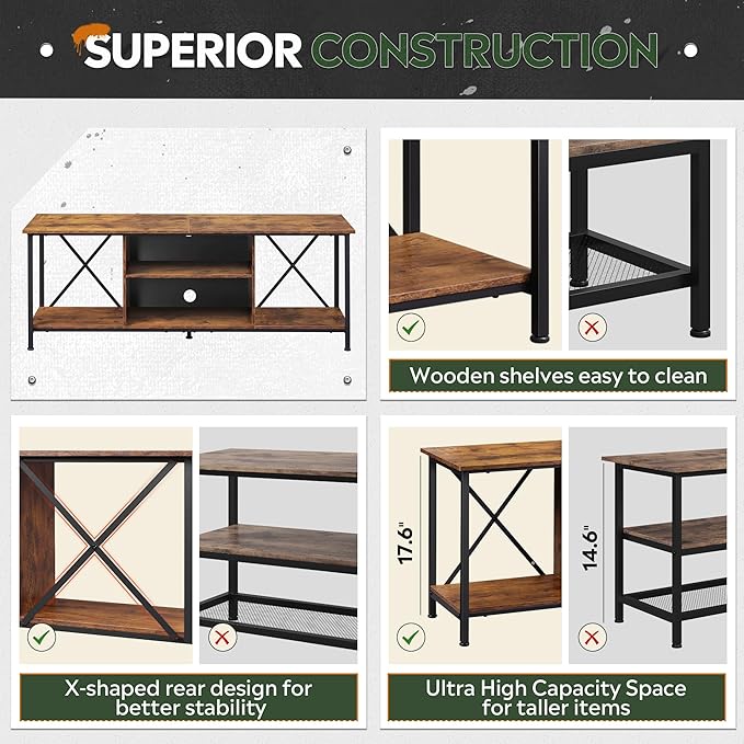 WLIVE TV Stand up to 65 Inch TV, Industrial TV Console - Image 6