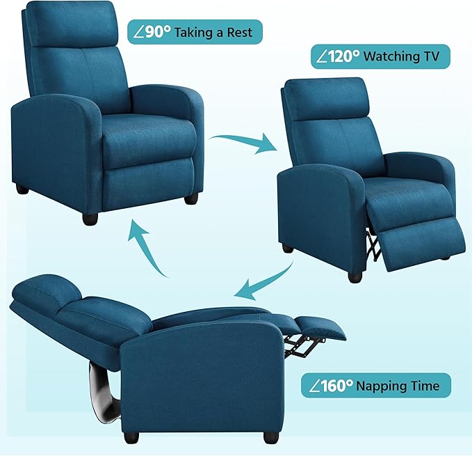 Yaheetech Fabric Recliner Sofa Modern Single Recliner Sofa Home Theater Seating - Image 7
