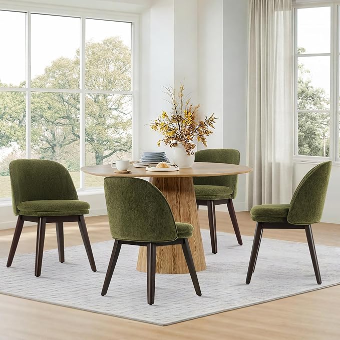 Wooden Dining Chairs Set of 4, Fabric Upholstered Modern Dining Room Chairs by Kislot