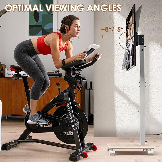 Rolling TV Stand with Power Outlet, Swivel Mobile Portable TV Cart - Image 4