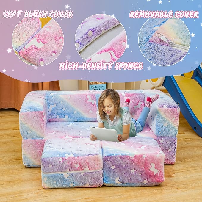 Lamerge Toddler Couch Glow in The Dark Toddler Fold Out Couch - Image 5