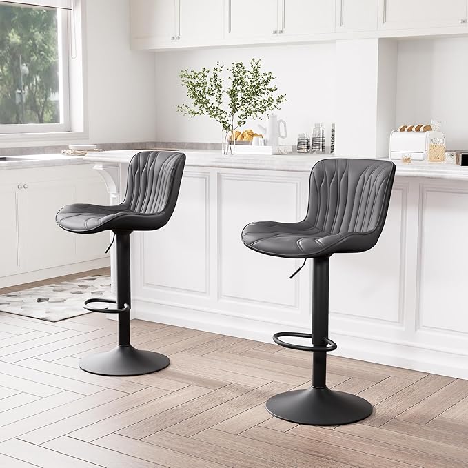 YOUNIKE 3 Black Bar Stools Modern Swivel Counter Height Bar Chair - Image 7