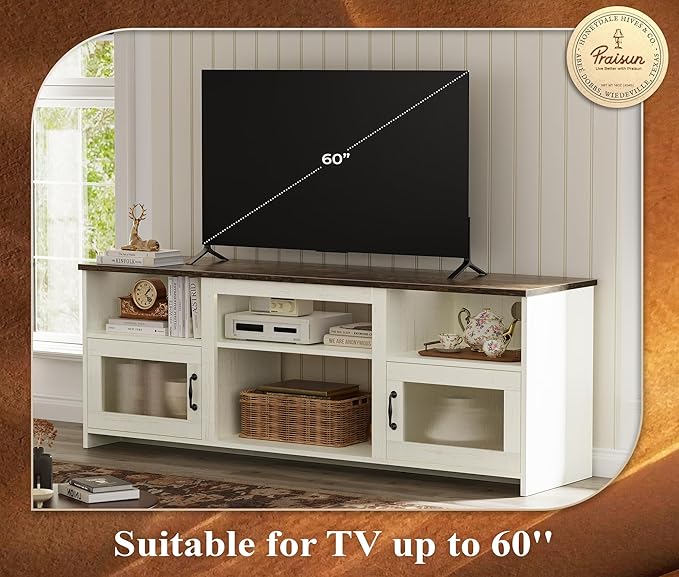PRAISUN TV Stand for 60 Inch TV, TV Console Cabinet - Image 5