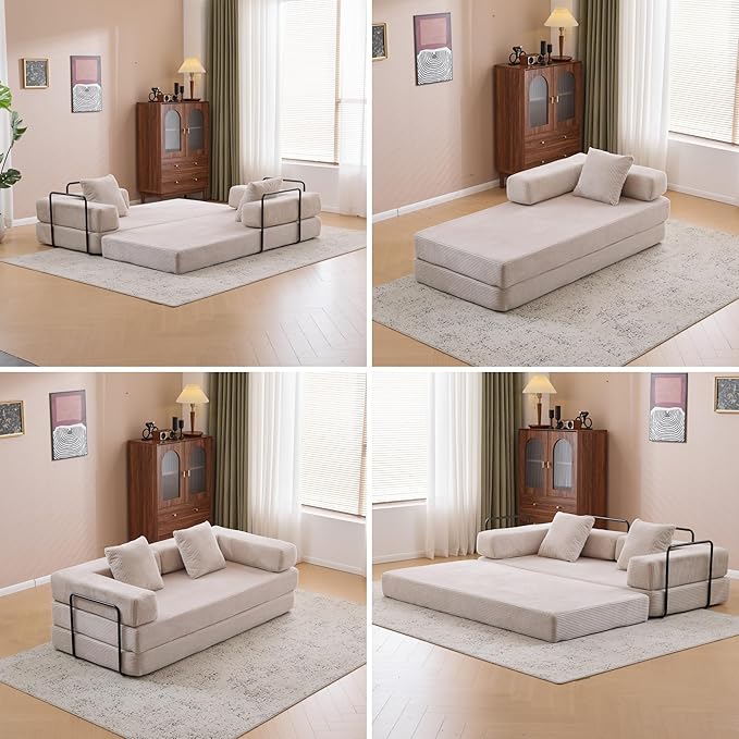 Convertible Sofa Bed, Compression Futon Sofa - Image 4