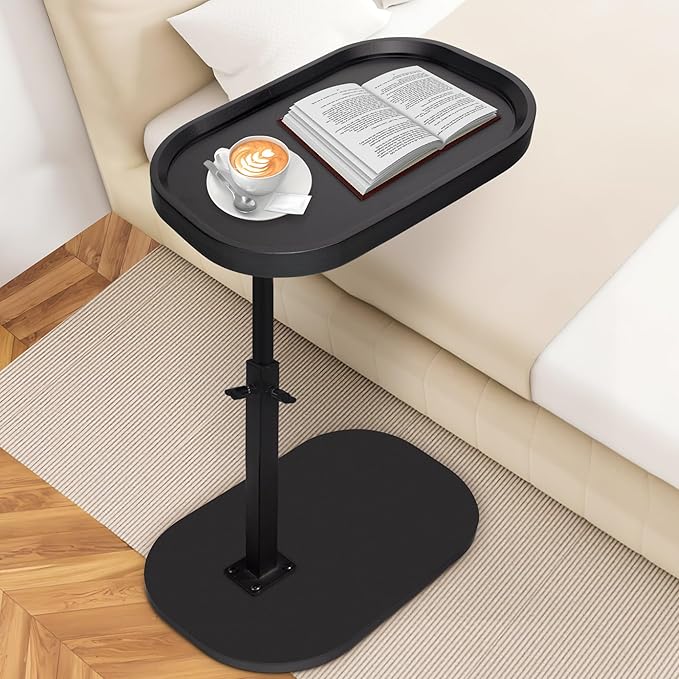 Aoligrace 360°Swivel C Shaped End Table, Adjustable Height TV Tray Table by Aoligrace